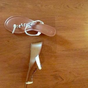 White wedge heel sandals